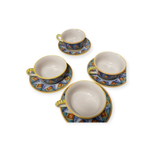Vintage 90s Starbucks Sberna Deruta Exclusive Ceramic Cups & Saucers Set - Picture 14 of 16